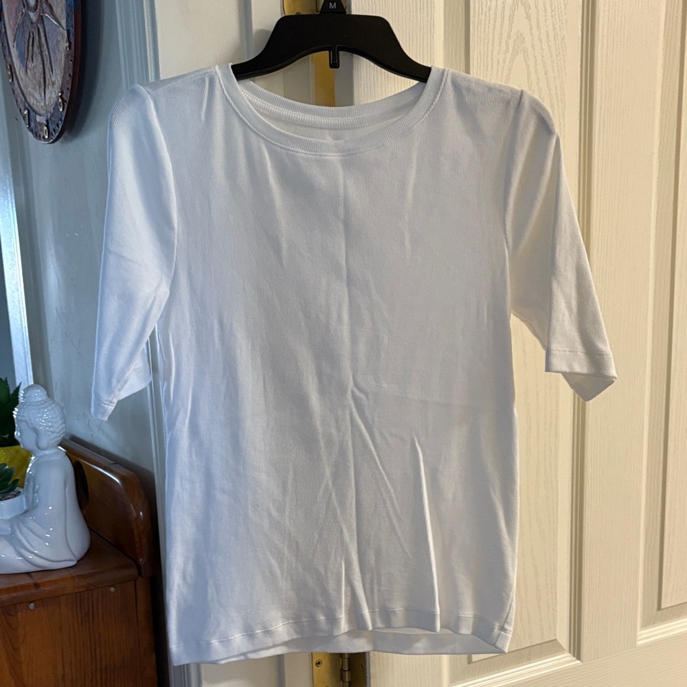 LOFT Ribbed White Top